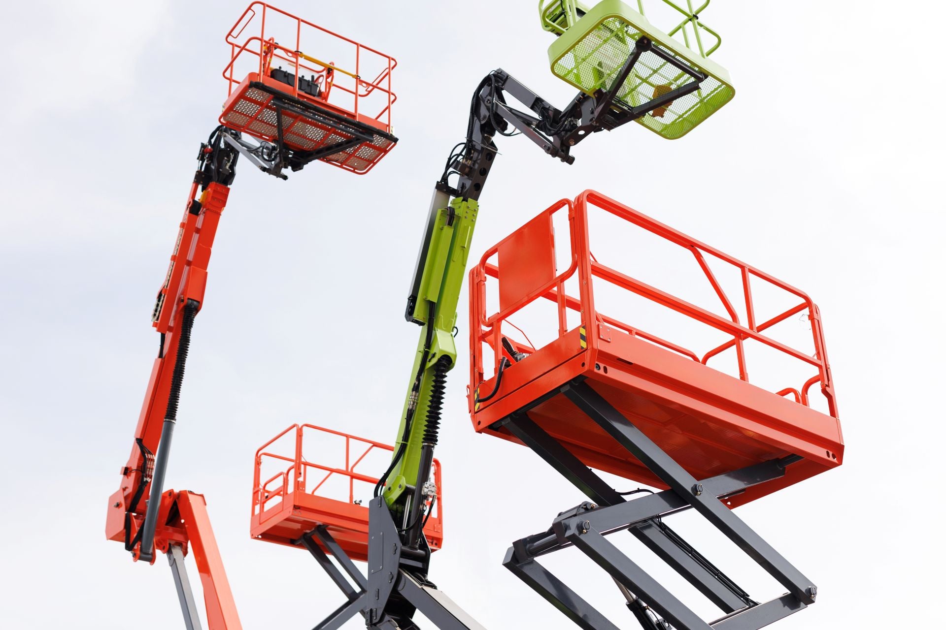 boom lifts raised